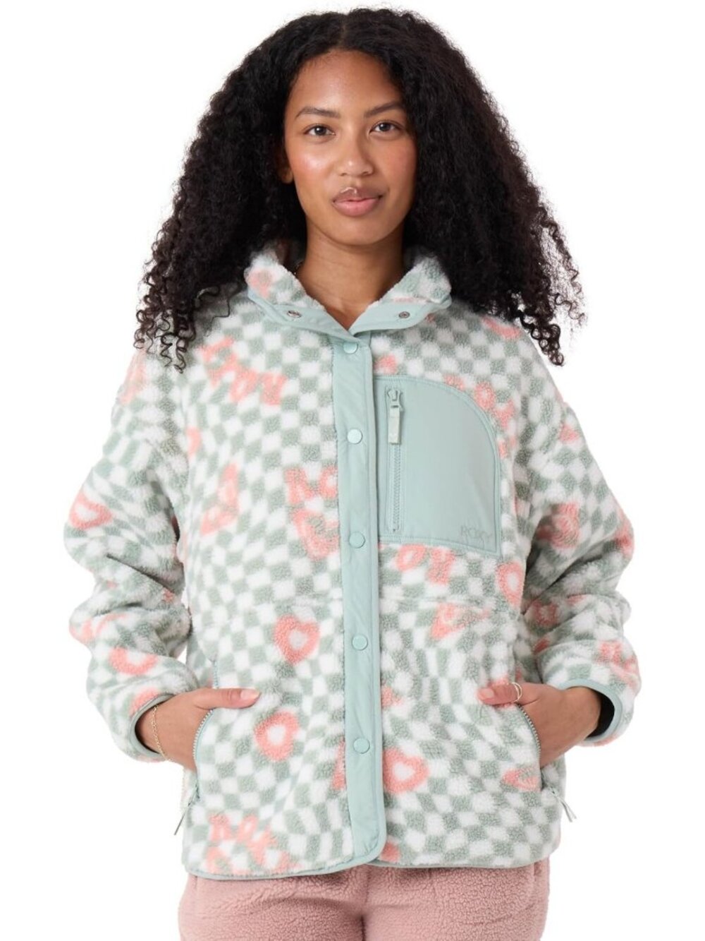 Cozy Oversized Sherpa Jacket - Faux Fleece, Snap Front, Zipper Pockets